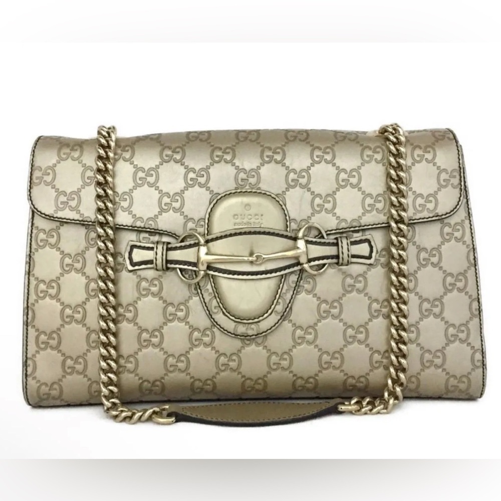 Gucci Gold Horsebit Emily Medium Shoulder Bag